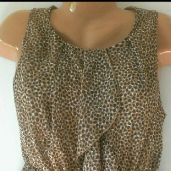 Y2K Feminine BOHO Chic Elegant Flirty Shear Animal Print Dress Lined Ruffled 8 - Picture 4 of 5